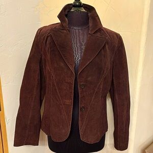 Dark chocolate brown vintage suede blazer